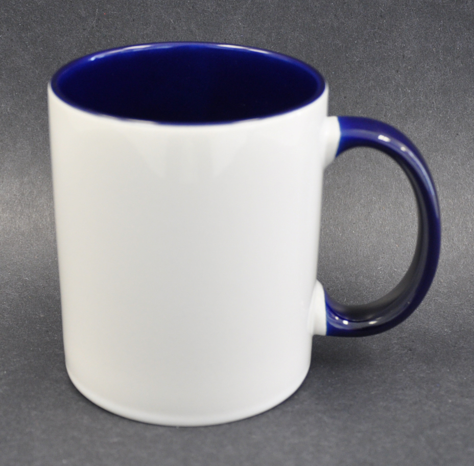 11oz Inner & Handle Blue Color Sublimation Coated Mugs - Click Image to Close