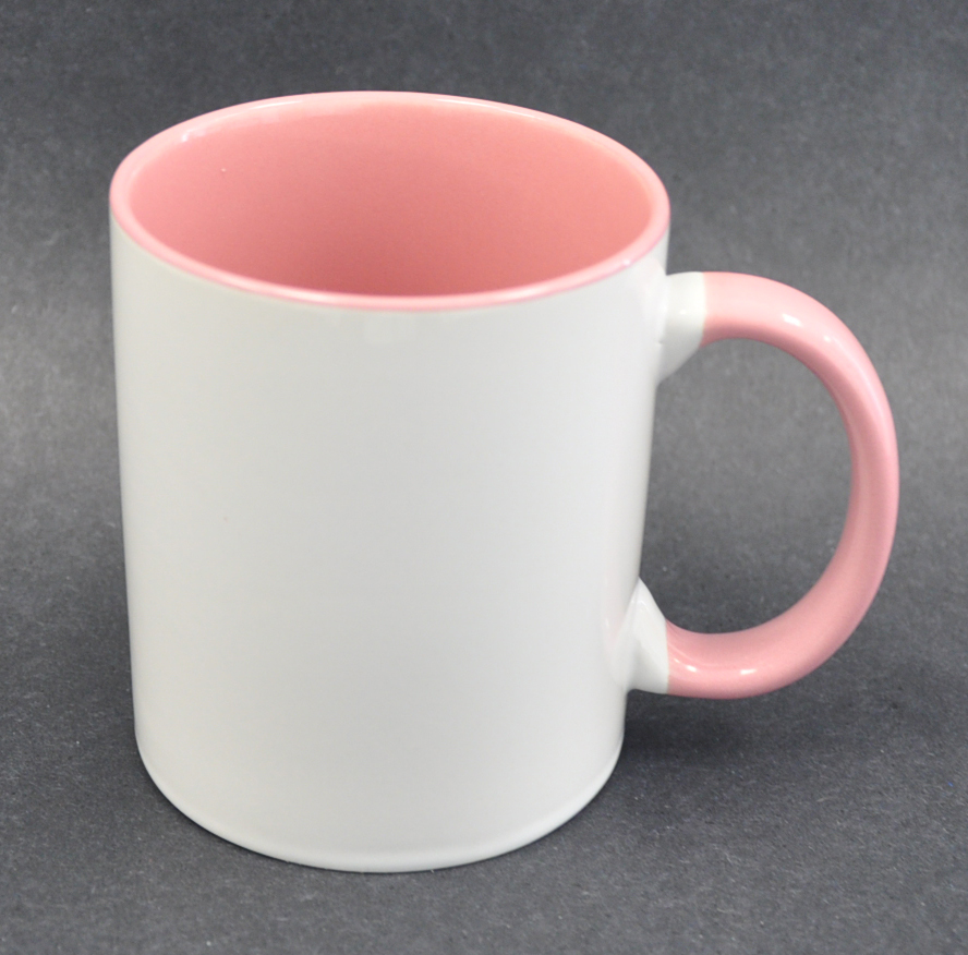 36pcs 11oz Inner & Handle Pink Color Sublimation Coated Mugs - Click Image to Close