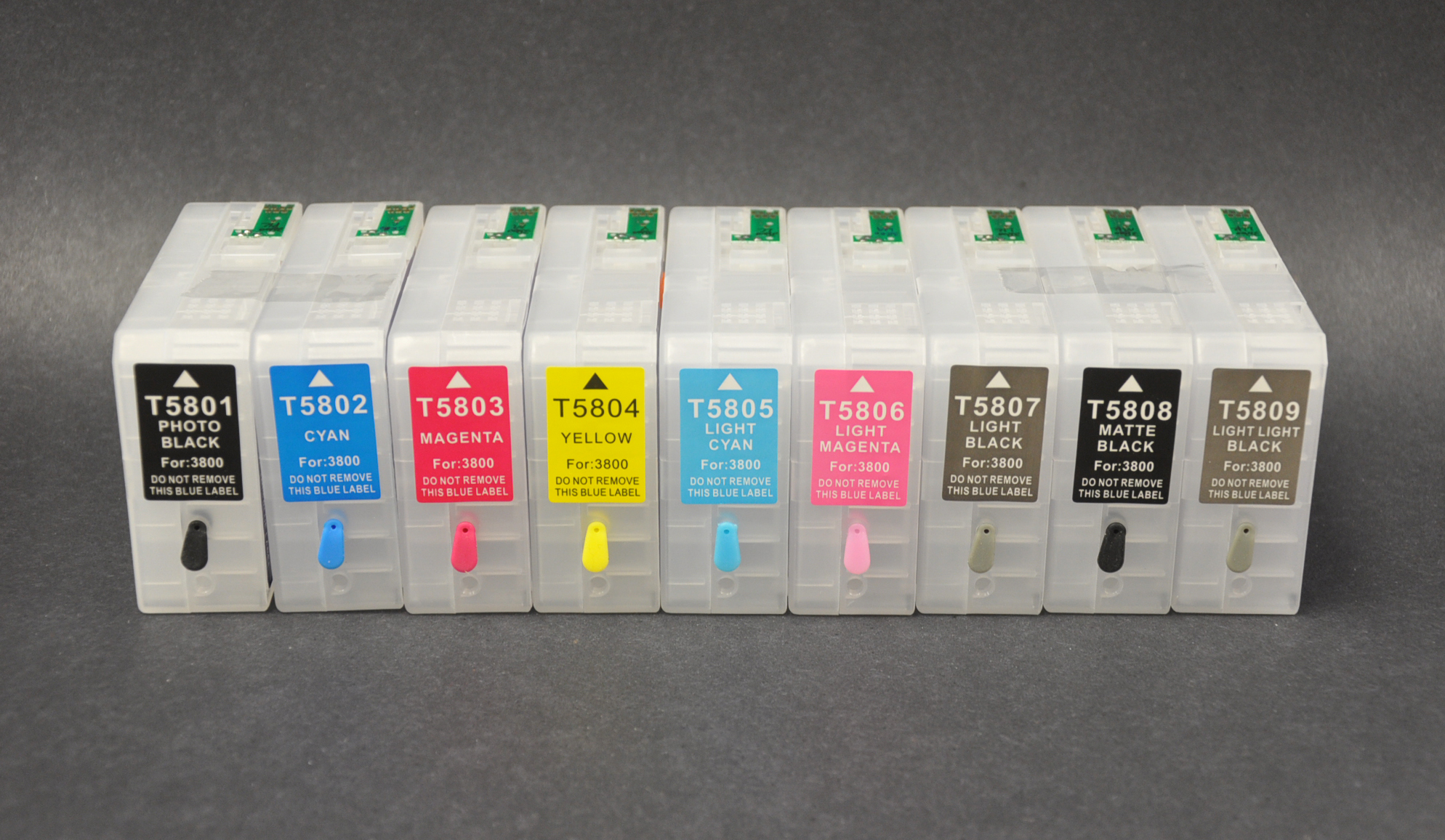 9x80ml Refillable Pigment Ink Cartridges for Epson Stylus 3800