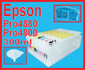 8 Epson Pro 4800 Refillable Ink Cartridge,UltraChrom K3