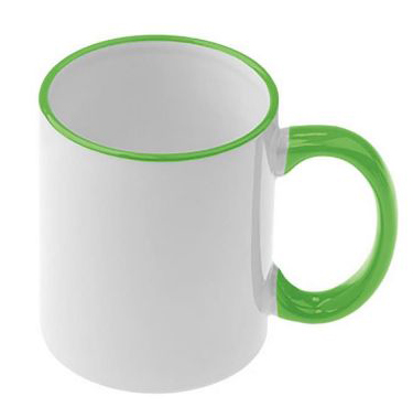 11oz Rim & Handle Lime Green Color Sublimation Coated Mugs - Click Image to Close