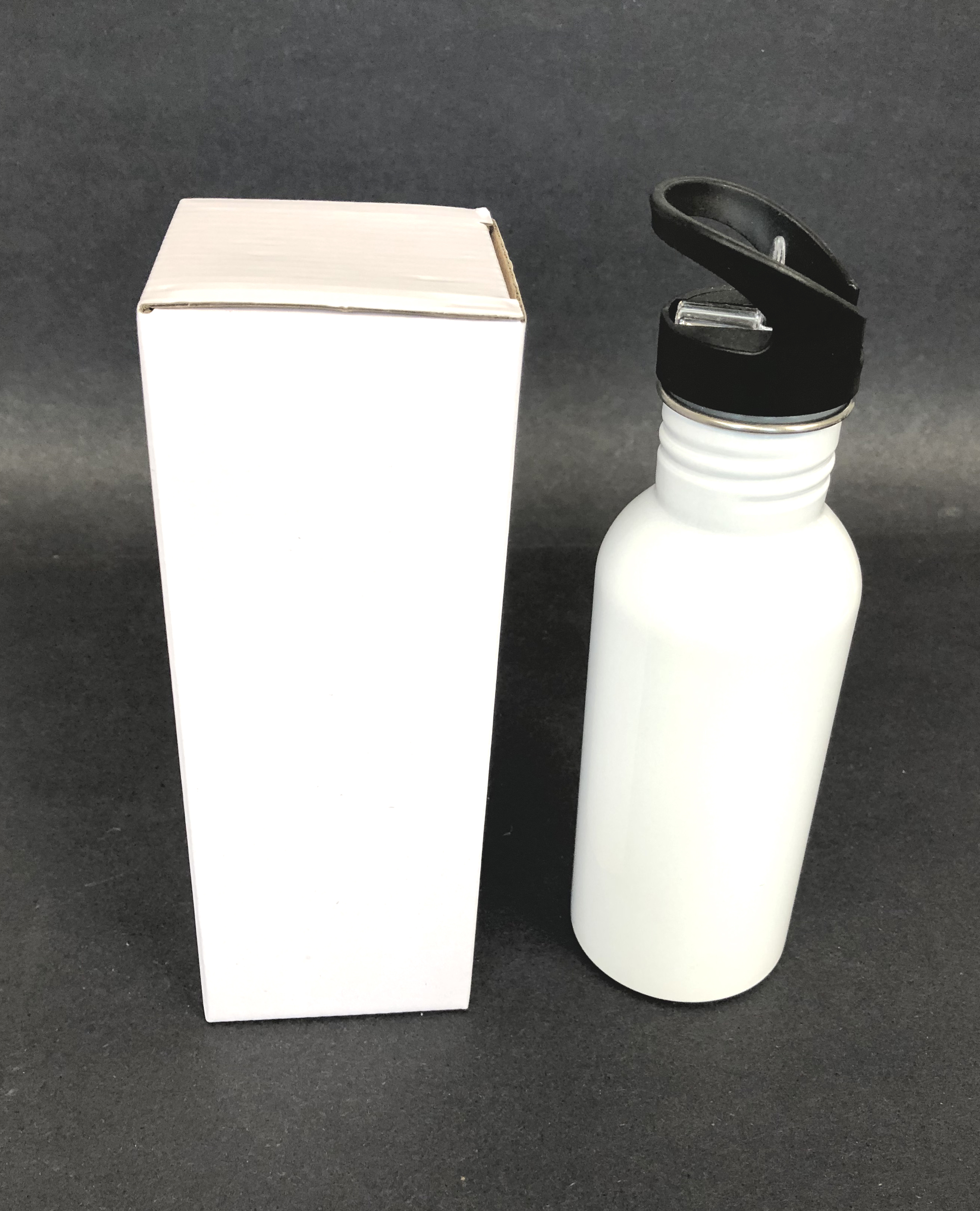600ml White Sublimation Coated Water Bottle with White Box