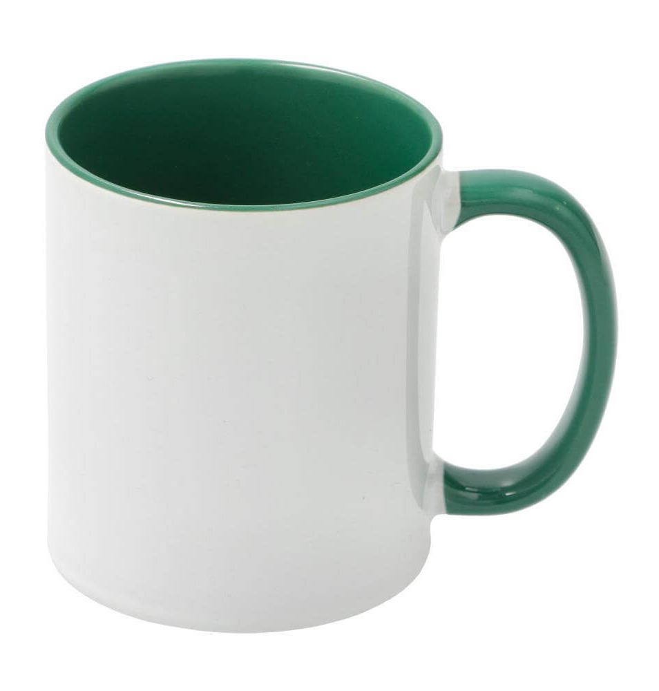 11oz Inner & Handle Green Color Sublimation Coated Mugs